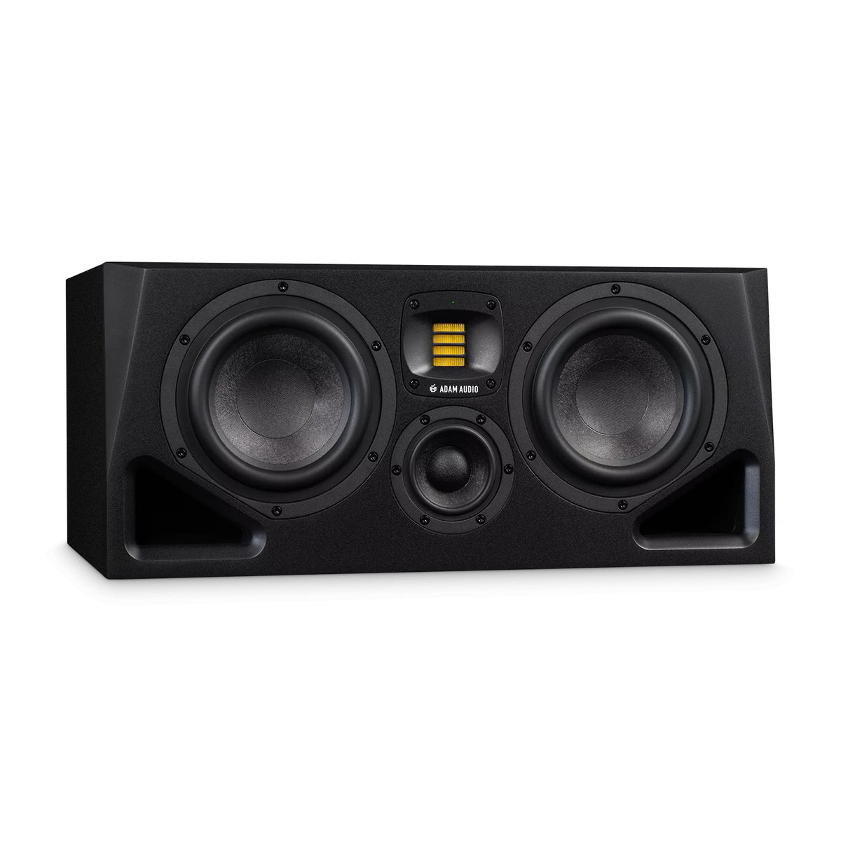 ADAM Audio A77H 2x7 inch 3-way nearfield studio monitor speaker, showing front view with speakers and controls.