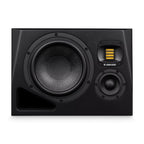 Left ADAM Audio A8H-L 3-way 8-inch nearfield studio monitor speaker, showing the front grille and control panel.