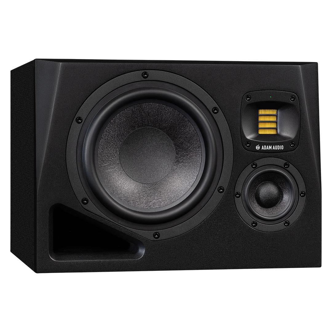 Left studio monitor speaker from ADAM Audio A8H-L 3-way 8-inch nearfield/midfield studio monitor for professional audio.