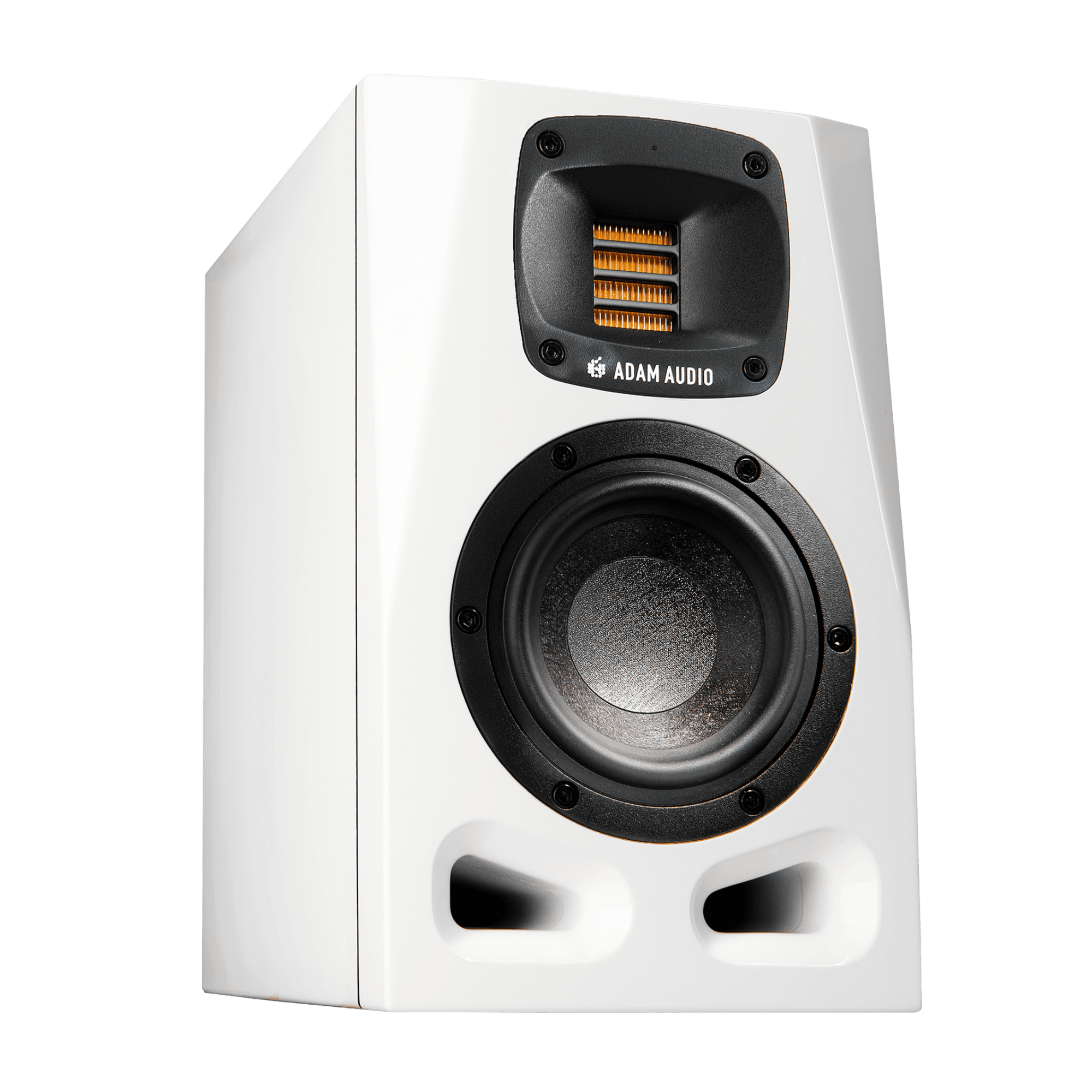 Adam Audio A4V nearfield studio monitor with 4-inch woofer in white color, designed for accurate sound in professional audio setups.
