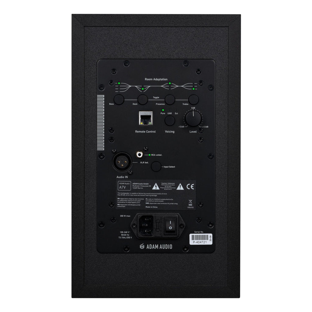 Adam Audio A7V white nearfield studio monitor with 7-inch woofer, 2-way design, perfect for professional audio mixing.