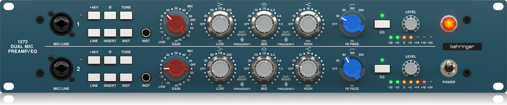 BEHRINGER 1273 2 CHANNEL MIC PREAMP AND EQ