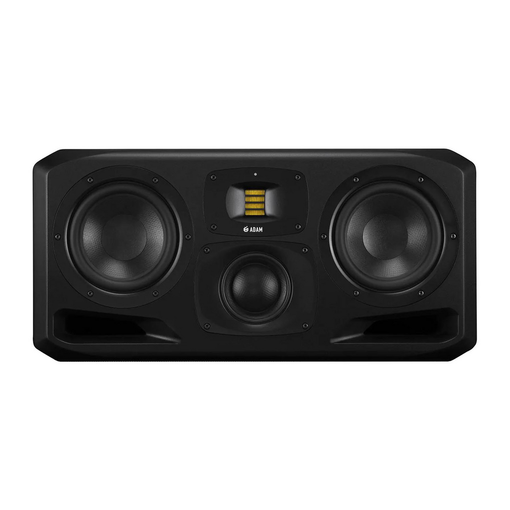 ADAM Audio S3H 2x7 inch 3-way nearfield studio monitor speaker, front view showing driver configuration and sleek black design.