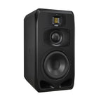 ADAM Audio S3V studio monitors with 9-inch woofer, nearfield/midfield three-way system for professional audio mixing.
