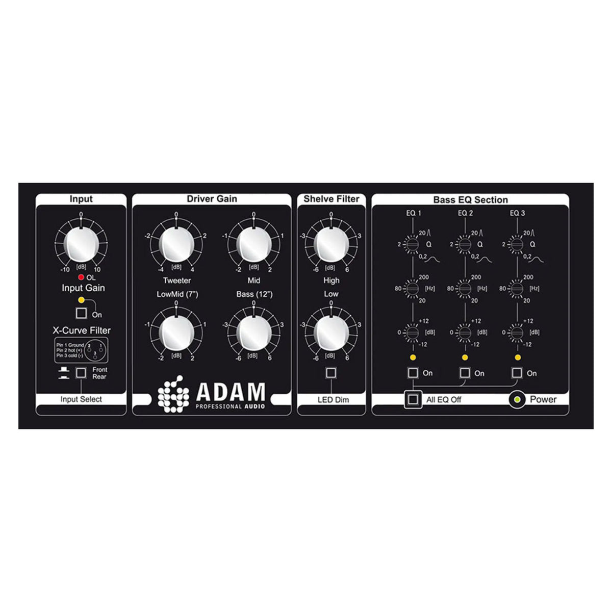 ADAM Audio S6X main studio monitor system with two 12-inch woofers for accurate sound reproduction.