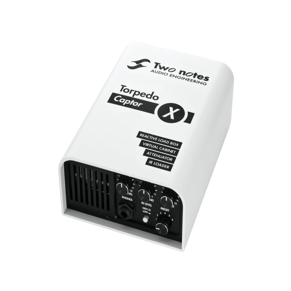 Two Notes Torpedo Captor X guitar amplifier reactive load box and IR loader with control panel and connection ports.
