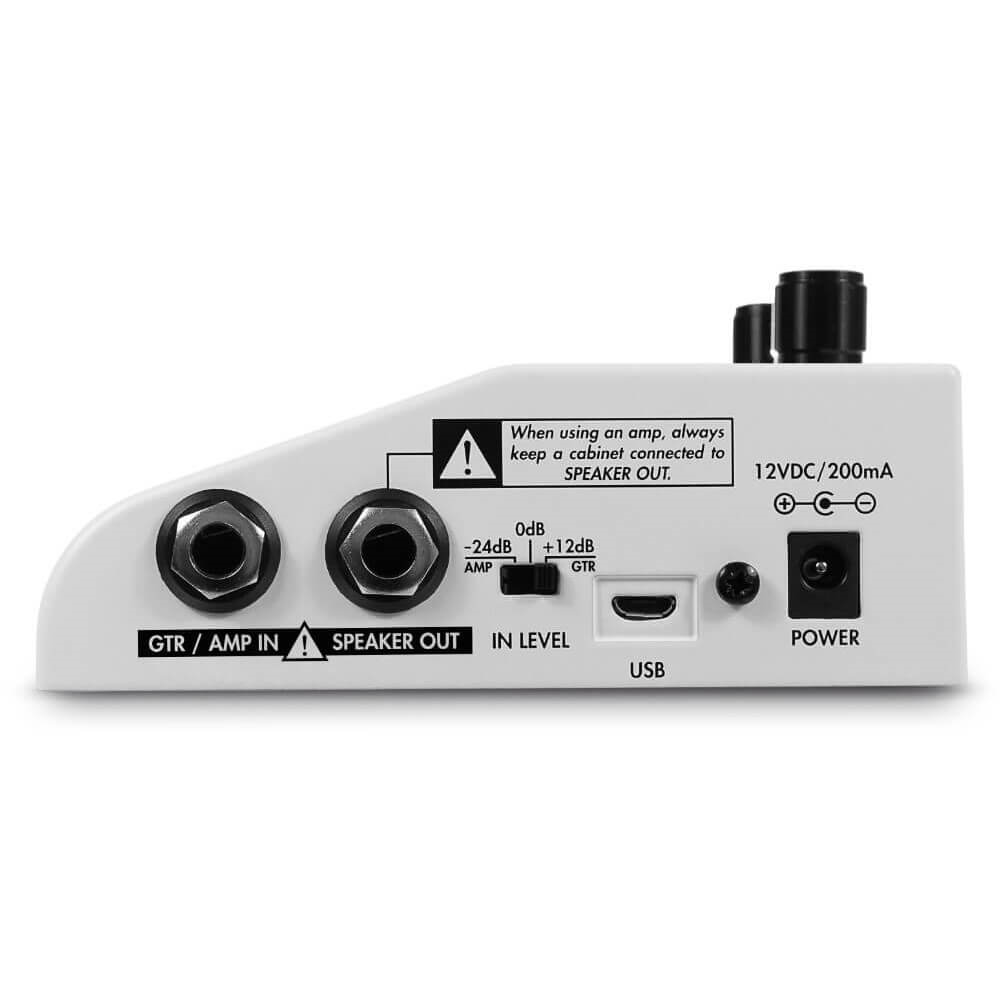 Two Notes Torpedo C.A.B. M+ guitar effect pedal with cabinet simulation controls and input/output jacks, used for amp emulation.