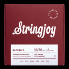 Stringjoy Naturals Extra Light Gauge (10-50) Phosphor Bronze Acoustic Guitar Strings