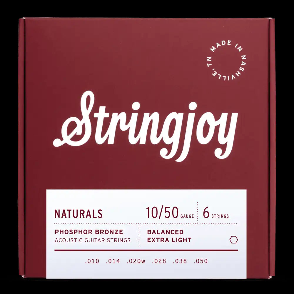 Stringjoy Naturals Extra Light Gauge (10-50) Phosphor Bronze Acoustic Guitar Strings