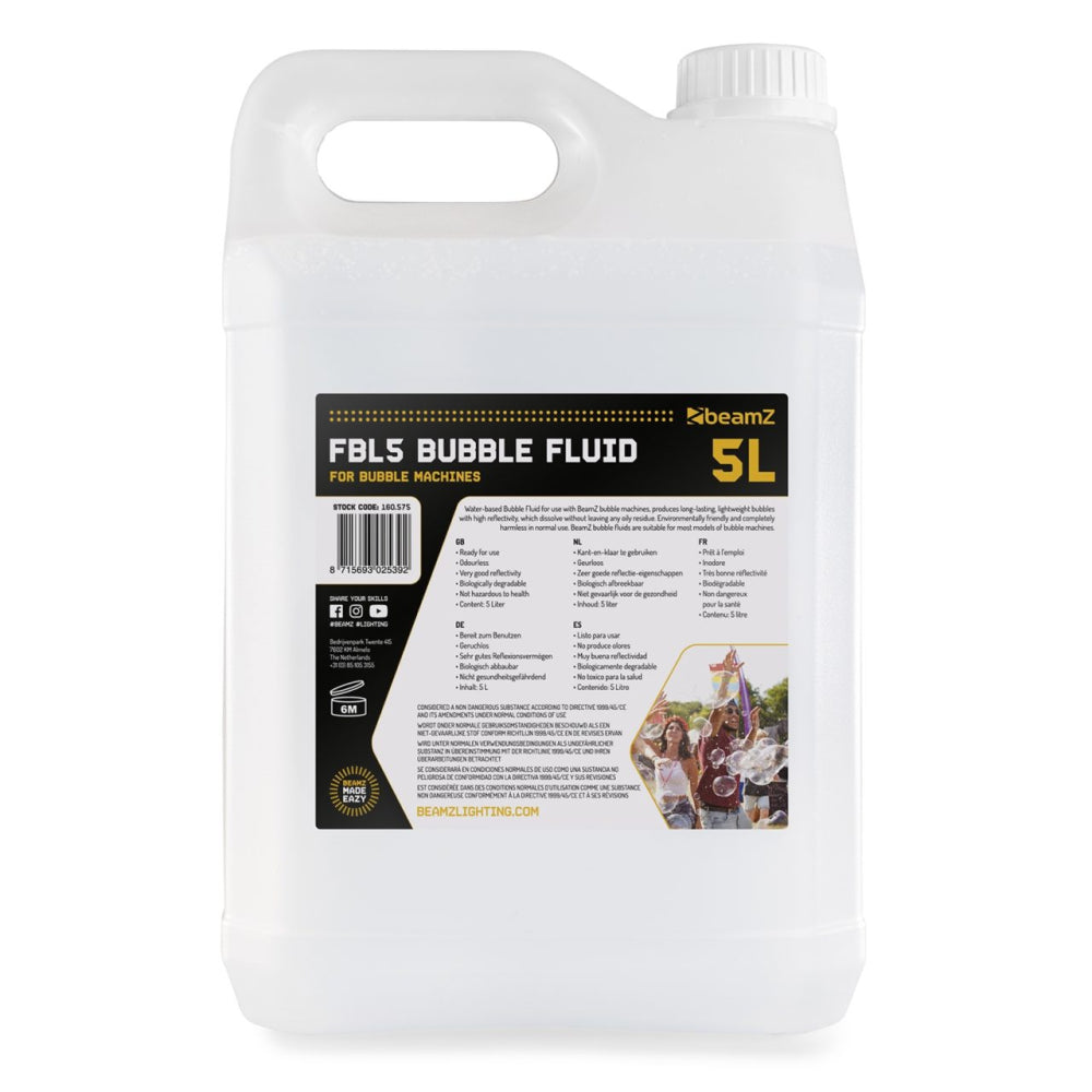 Beamz FBL5 Bubble Fluid - 5 Litre