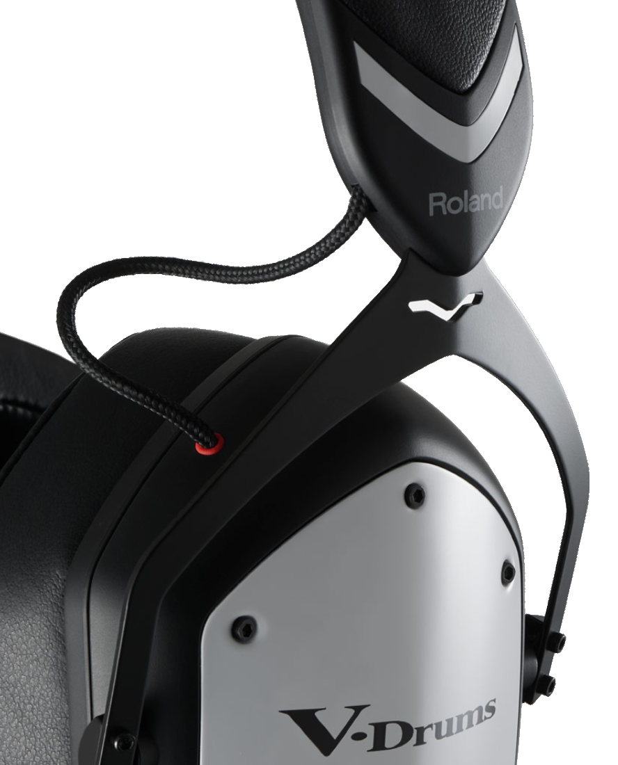 Roland VMH-D1 V-Drums headphones by V-MODA, over-ear drum headphones with comfortable ear cups and adjustable headband.