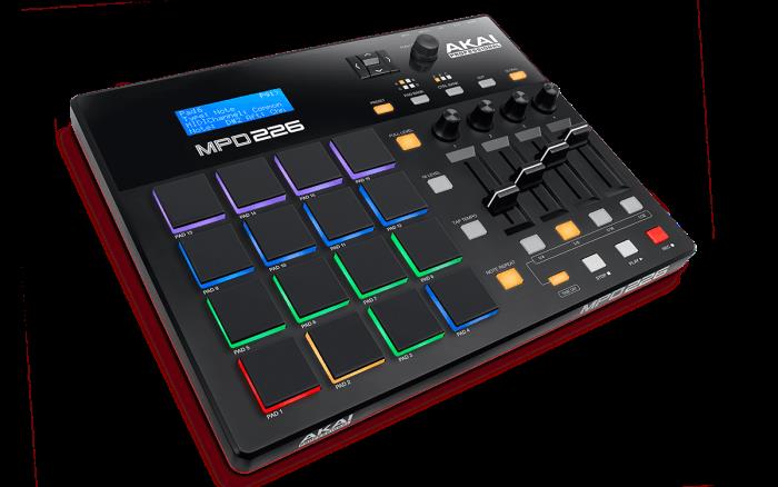 AKAI MPD226 drum machine controller with 16 pads, featuring a sleek design and intuitive layout for music production.