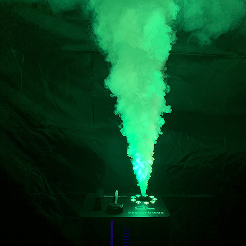 DL Geyser 1000W Fog Machine with LED Light, Timer, and Wireless Remote