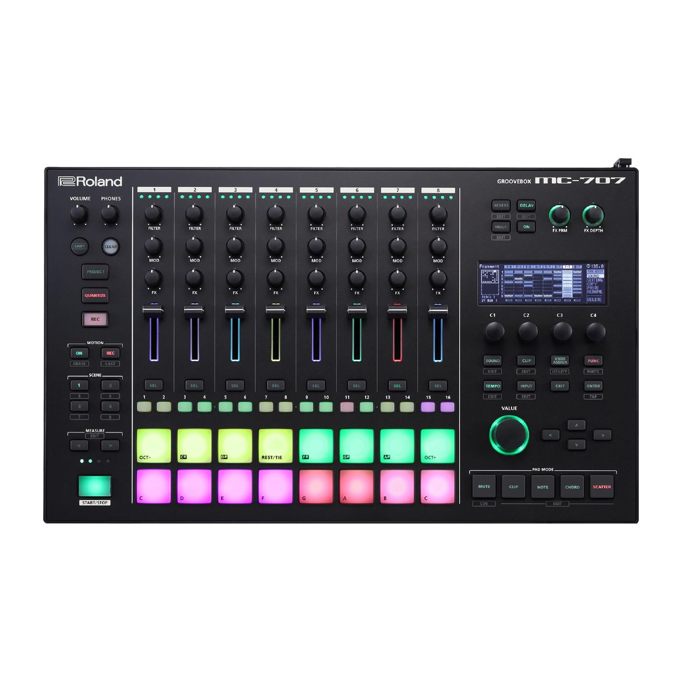 Roland MC707 8-Channel Performance & Production Groovebox with Sampling