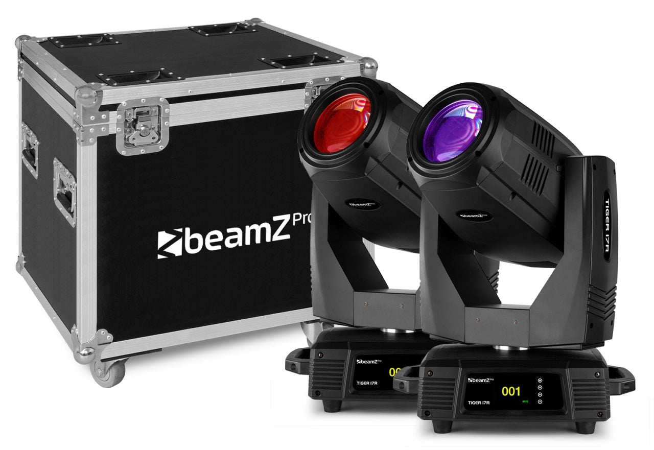 Beamz PRO TIGER17R 350W Beam/Spot Moving Head Pair with Roadcase