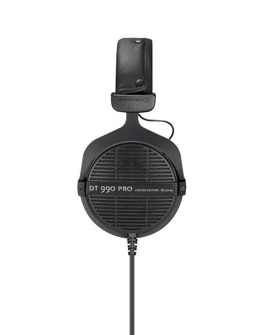 Beyerdynamic DT 990-PRO open-back studio headphones in black with 80Ω impedance, featuring over-ear design and plush ear cups.