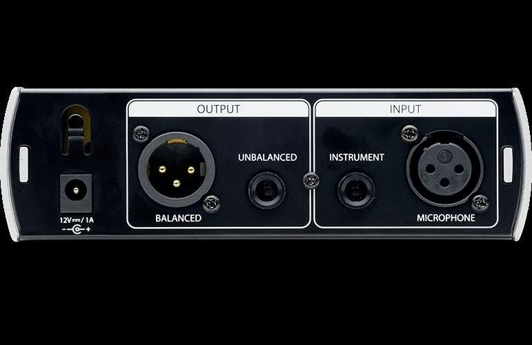 PreSonus TubePre V2 tube preamp with controls and input/output connectors on a studio outboard equipment rack.