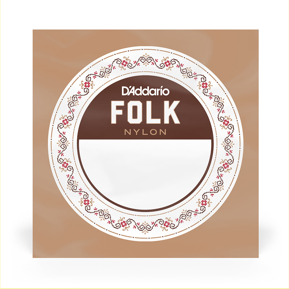 D'Addario BEC028 clear nylon folk guitar string with ball end, .028 gauge, suitable for classical guitars.