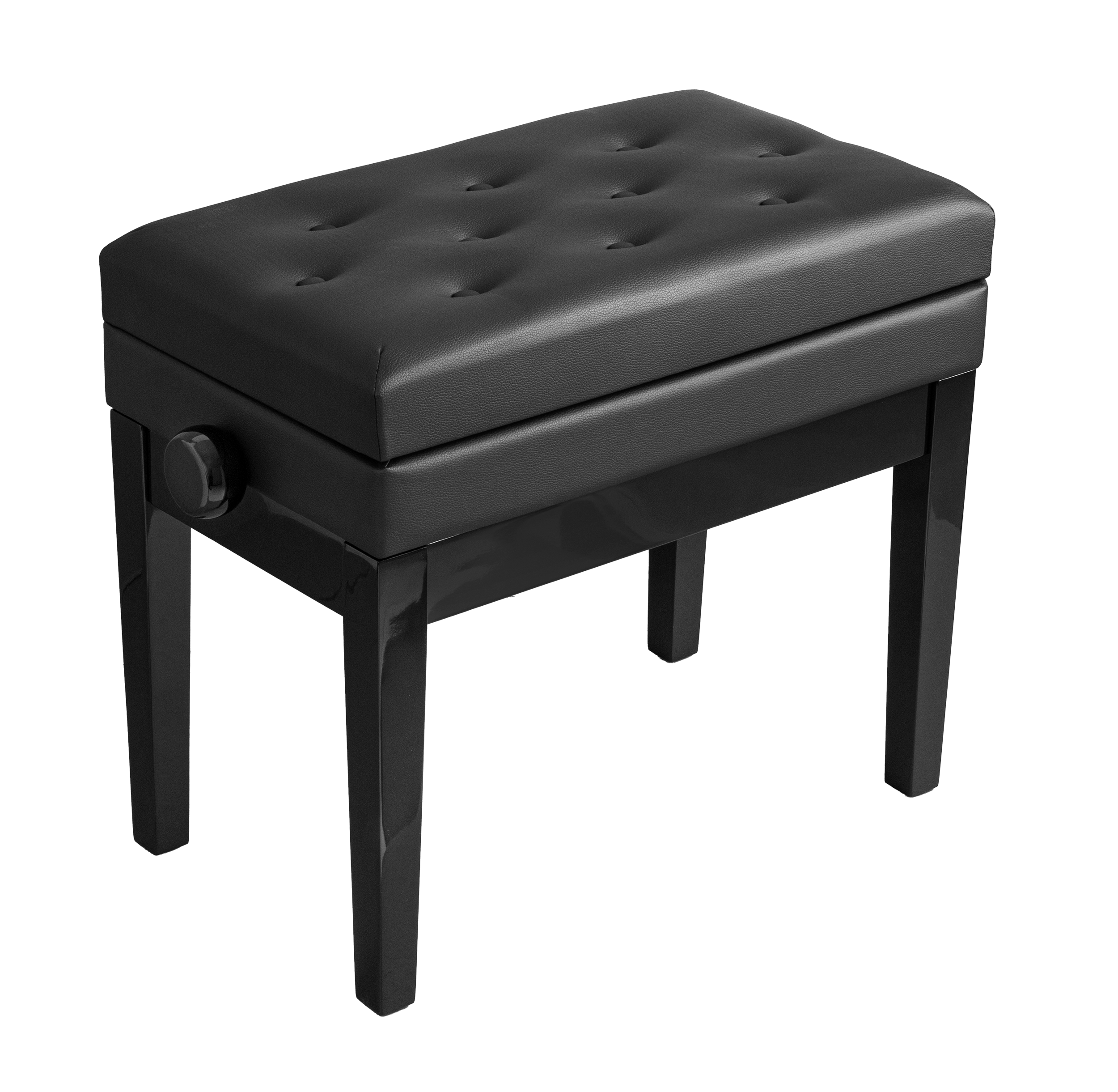 Black Hemingway keyboard bench with cushioned seat and sturdy metal legs, designed for comfortable piano playing.