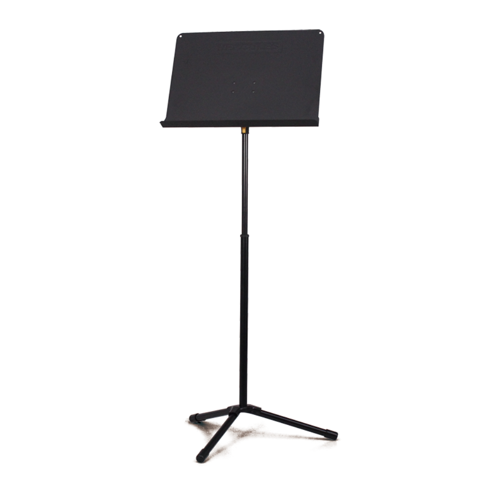 Hercules BS200B PLUS Symphony Stand with quick release mechanism, sturdy metal construction for sheet music or instruments.
