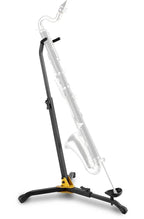 Hercules DS561B bassoon and bass clarinet stand, brass and woodwind accessory, holding instrument securely.