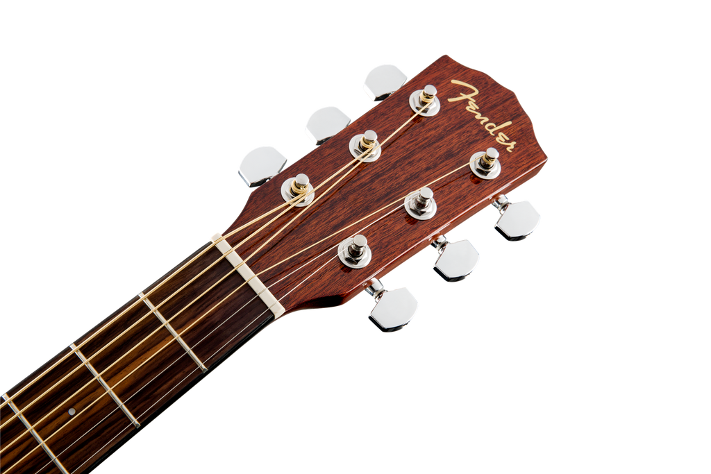 Fender CD-60SCE dreadnought acoustic guitar with all-mahogany body and walnut fingerboard, showcasing its natural wood finish.