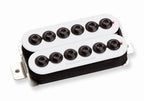 Seymour Duncan SH-6B Invader guitar pickup in white, showing its large rectangular shape and mounting hardware for electric guitar.