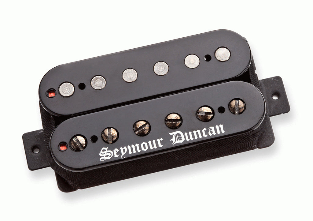 Seymour Duncan Black Winter TB Bridge guitar pickups in black, showing the sleek pickup design and branding.