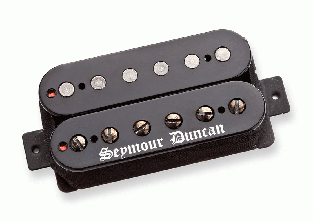 Seymour Duncan Black Winter TB Bridge guitar pickups in black, showing the sleek pickup design and branding.