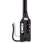 Traveler Guitar Ultra-Light Bass Guitar in glossy black finish, compact and portable electric bass guitar for travelers.