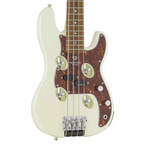 Traveler Guitar TB-4P bass guitar in pearl white, compact electric bass with four strings and a sleek, modern design.