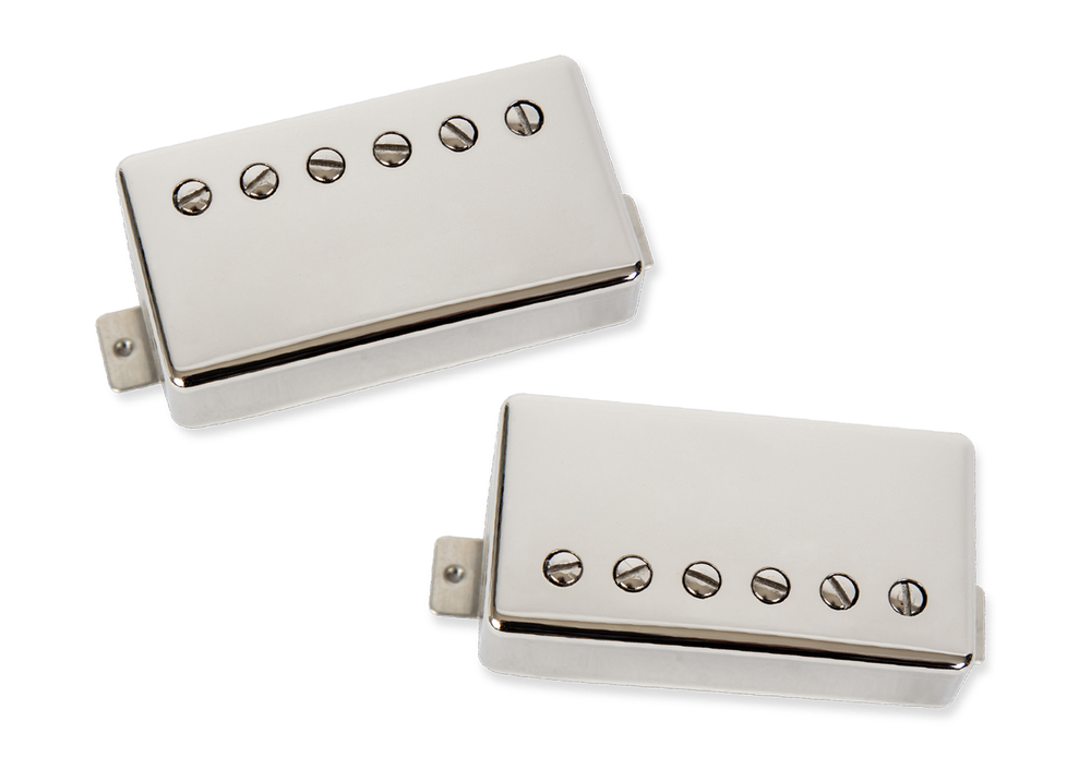 Seymour Duncan Slash 2.0 signature guitar pickup set in nickel finish, featuring two humbucking pickups with detailed wiring and mounting hardware.