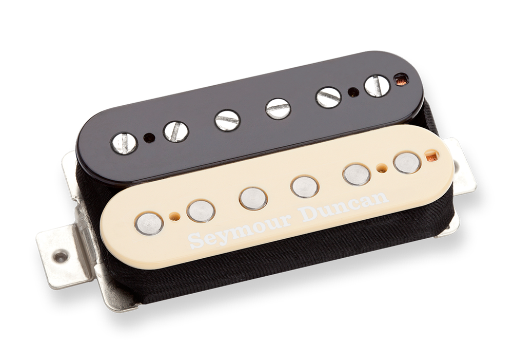 Seymour Duncan Alex Skolnick neck pickup in reverse zebra finish, showcasing distinctive stripe design and quality craftsmanship.