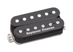 Black Seymour Duncan Exciter Trembucker Bridge Pickup for electric guitar, shown with mounting hardware and wiring details.
