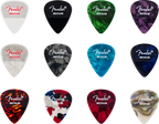 Fender 351 Dotted Celluloid Guitar Picks, 12-pack, medium gauge, featuring dotted design for comfortable grip and precise strumming.