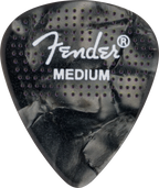 Fender 351 Dotted Celluloid Guitar Picks, 12-pack, medium thickness, showing dotted design and Fender branding.