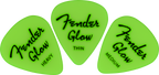 Fender Glow In The Dark 351 Guitar Picks 12 Pack, translucent picks with glowing effect, designed for electric and acoustic guitar players.