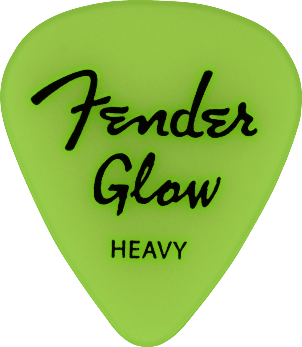 Fender glow-in-the-dark guitar picks, 12-pack, featuring transparent design and bright glow-in-the-dark effect for easy playing.