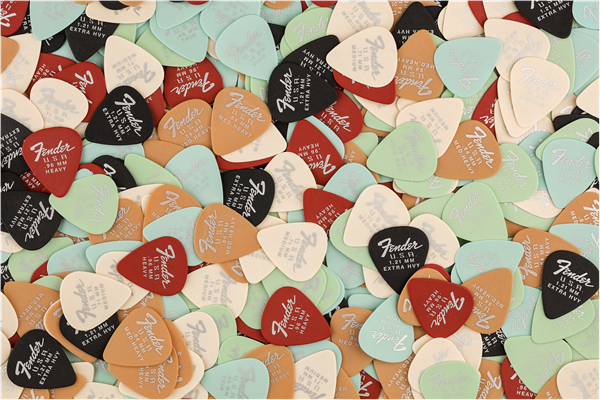 Fender Dura Tone 351 shape guitar picks, .84mm thickness, butterscotch blonde color, 12-pack, standard for electric guitar playing