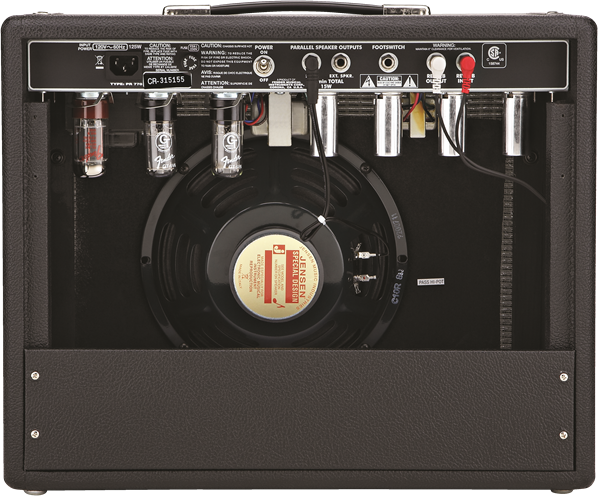 Fender '65 Princeton Reverb 12W 1x10" tube guitar combo amplifier with control panel and vintage design.
