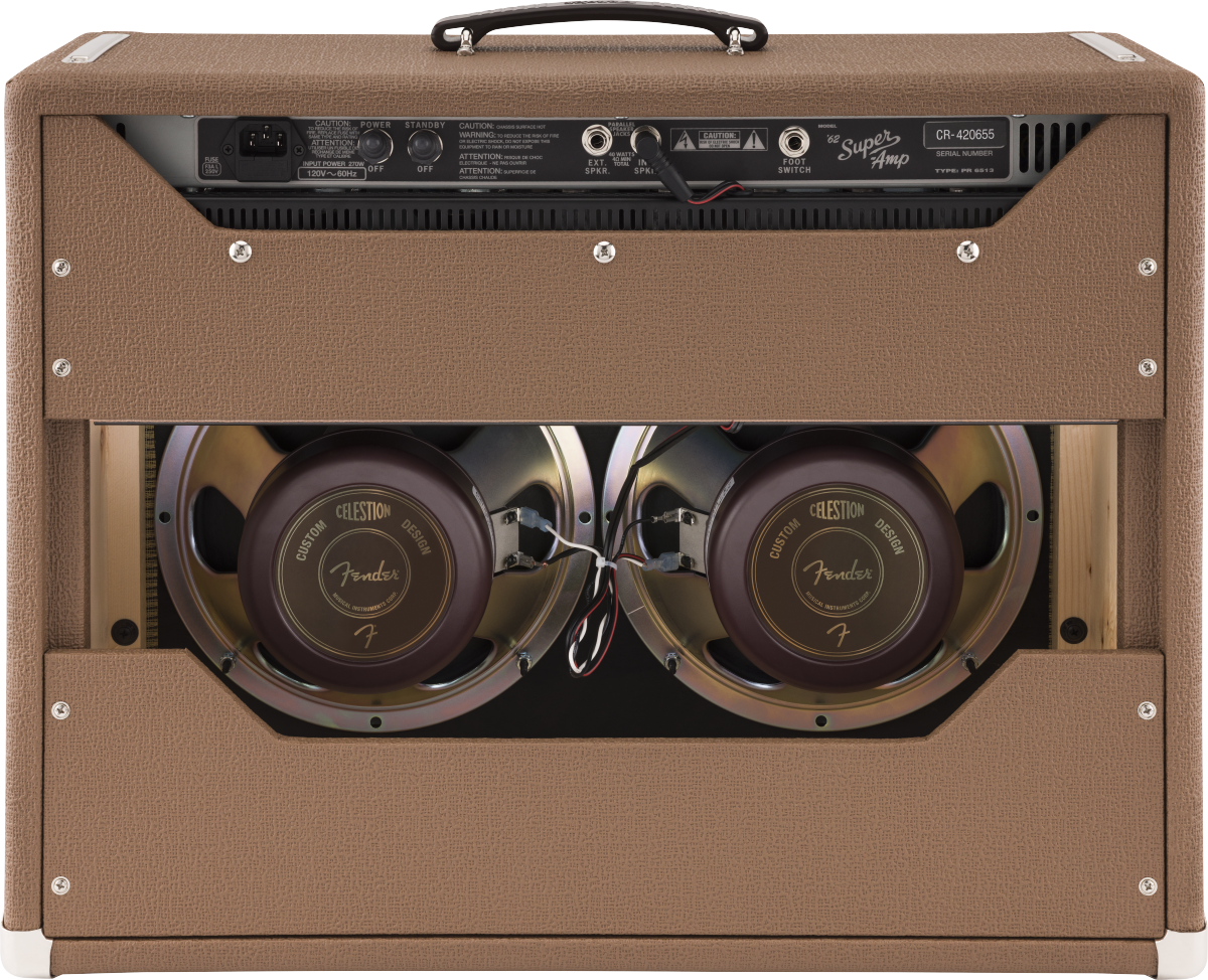 Fender '62 Super Guitar Amplifier 240V AU showing vintage-style control panel and classic amplifier design.