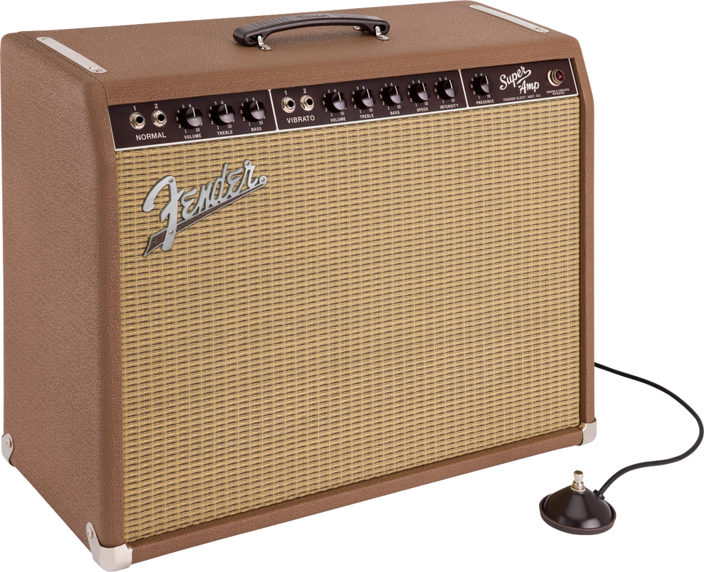 Fender '62 Super guitar amplifier in black with control knobs and vintage design, 240V AU power input, for electric guitars