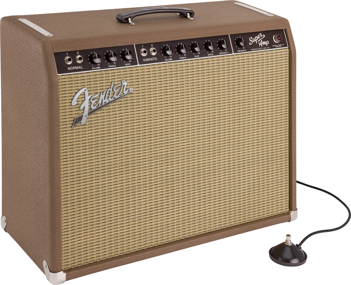 Fender '62 Super guitar amplifier in black with control knobs and vintage design, 240V AU power input, for electric guitars