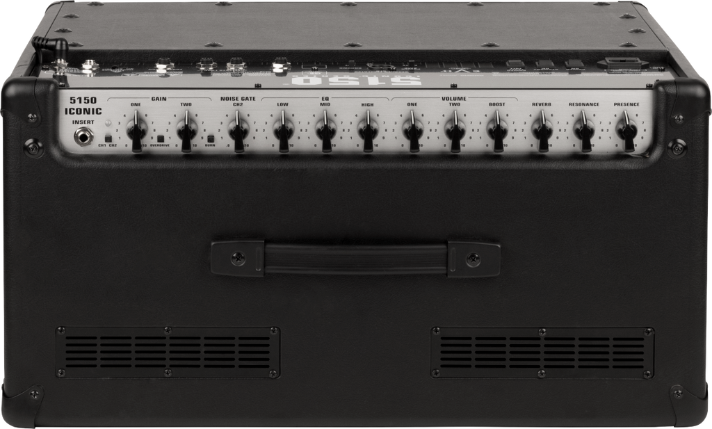 EVH 5150 Iconic Series 40W 1x12 black guitar combo amp showcasing its sleek design and speaker grill.