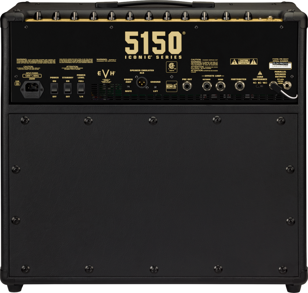 EVH 5150 Iconic Series 40W EL34 guitar combo amplifier in black with control knobs and speaker grille.