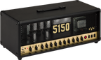 EVH 5150 Iconic Series 80W EL34 guitar amplifier head in black, featuring control knobs and input jacks for electric guitar.