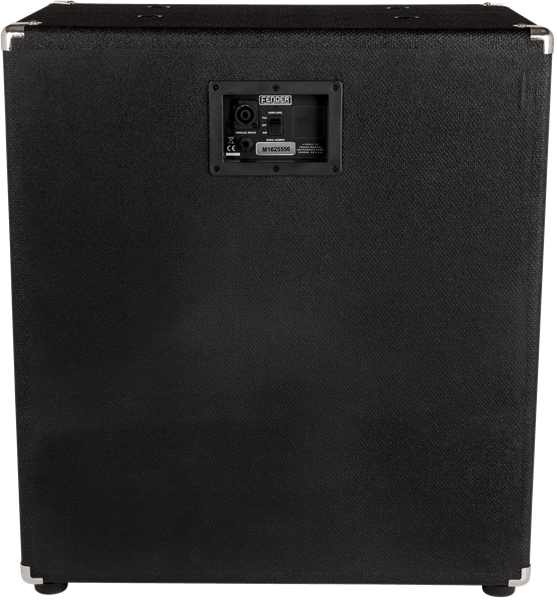Fender Rumble 410 bass amplifier speaker cabinet with four speakers and sturdy black construction for guitar and bass amplification.