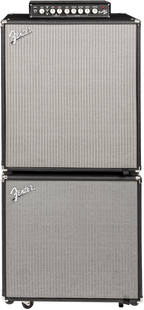 Fender Rumble 410 bass amplifier speaker cabinet with four speakers and sturdy black enclosure, designed for powerful bass sound.