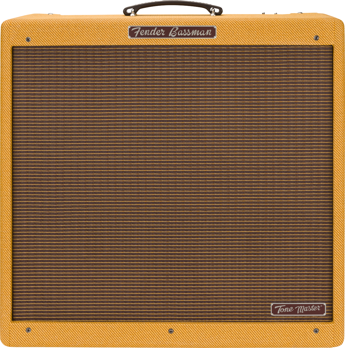 Fender Tone Master Bassman 200W electric guitar combo amplifier with four 10-inch speakers, black control panel and vintage style.