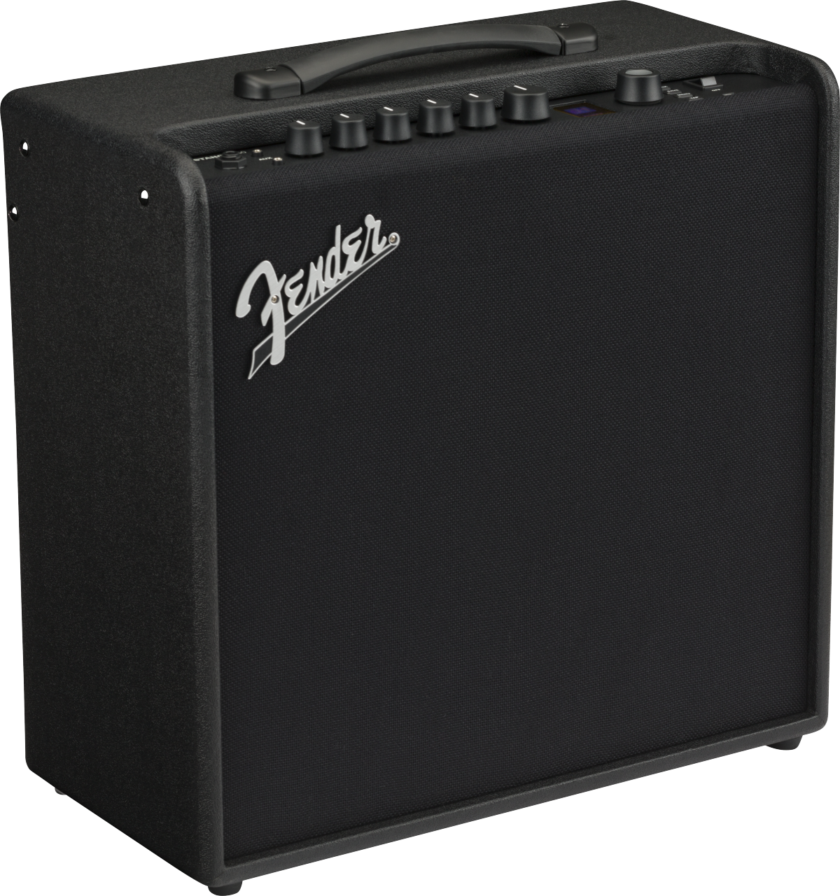 Fender Mustang LT50 1x12" 50W modeling guitar combo amplifier with control knobs and speaker grille.